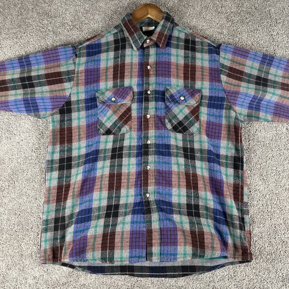 Vtg Five Brother Flannel Shirt Men XL TallMan Plaid Heavy Cotton Flap Pocket USA - Picture 1 of 9